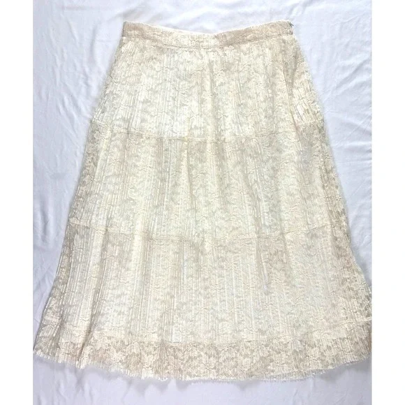 See By Chloé Lace Midi‎ Skirt 42 US 12 Pleated Tiered Coquette Feminine Dainty - Picture 2 of 9